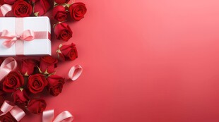 红玫瑰礼物蝴蝶结情人节素材图片