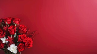 红玫瑰礼物蝴蝶结情人节素材图片