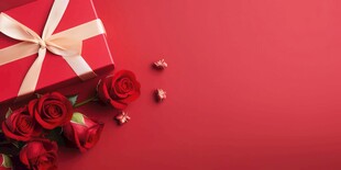 红玫瑰礼物蝴蝶结情人节素材图片