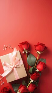 红玫瑰礼物蝴蝶结情人节素材图片