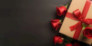 红玫瑰礼物蝴蝶结情人节素材图片