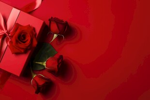 红玫瑰礼物蝴蝶结情人节素材图片
