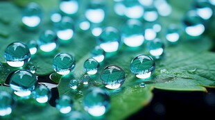 清爽荷叶叶子四叶草铜钱草露珠