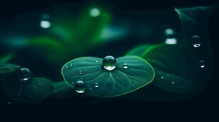 清爽荷叶叶子四叶草铜钱草露珠