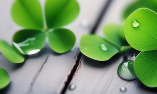 清爽荷叶叶子四叶草铜钱草露珠