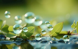 清爽荷叶叶子四叶草铜钱草露珠