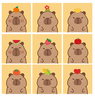  卡皮巴拉 水豚插画 卡通水豚