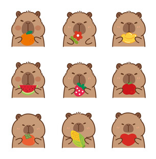  卡皮巴拉 水豚插画 卡通水豚