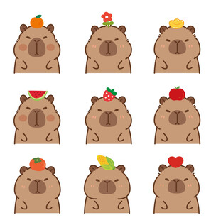  卡皮巴拉 水豚插画 卡通水豚