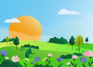 春光明媚户外风景鲜花草地