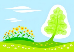 春光明媚户外风景鲜花草地