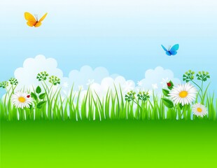 春光明媚户外风景鲜花草地