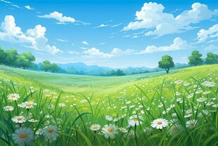 春光明媚户外风景鲜花草地