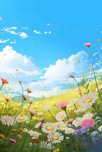 明媚清晨鲜花蝴蝶菊花叶子草地图