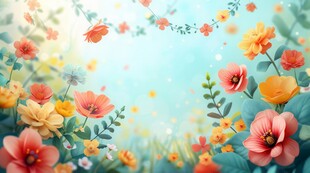 明媚清晨鲜花蝴蝶菊花叶子草地图