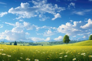 明媚清晨鲜花蝴蝶菊花叶子草地图