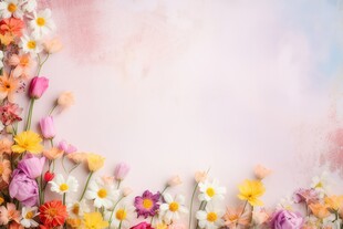 明媚清晨鲜花蝴蝶菊花叶子草地图