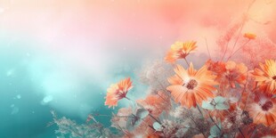 明媚清晨鲜花蝴蝶菊花叶子草地图