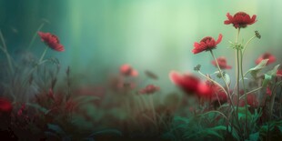 明媚清晨鲜花蝴蝶菊花叶子草地图