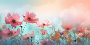 明媚清晨鲜花蝴蝶菊花叶子草地图