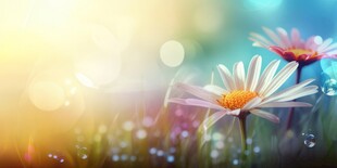 明媚清晨鲜花蝴蝶菊花叶子草地图