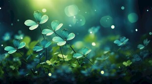 明媚清晨四叶草叶子草地图