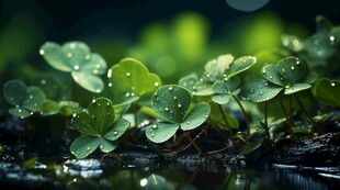 明媚清晨四叶草叶子草地图