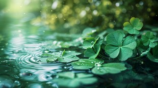 明媚清晨四叶草叶子草地图