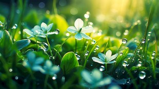 明媚清晨四叶草叶子草地图