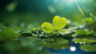 明媚清晨四叶草叶子草地图