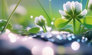 明媚清晨四叶草叶子草地图