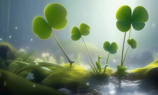 明媚清晨四叶草叶子草地图