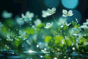 明媚清晨四叶草叶子草地图