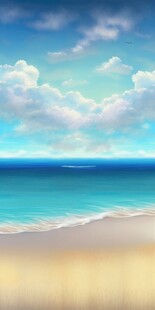 海滩景色云椰子树大海沙滩