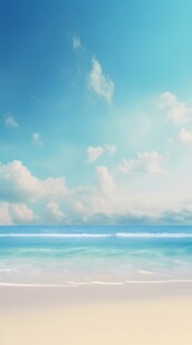 海滩景色云椰子树大海沙滩