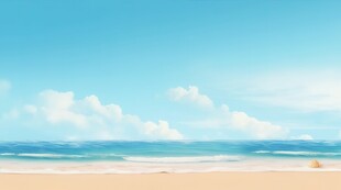 海滩景色云椰子树大海沙滩