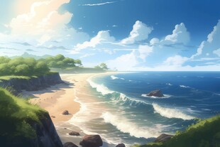 海面彩云彩霞风景