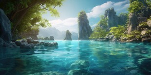 世外桃源海景隐秘海岛场景图