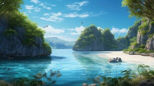 世外桃源海景隐秘海岛场景图