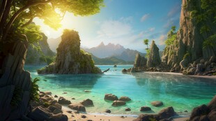 世外桃源海景隐秘海岛场景图