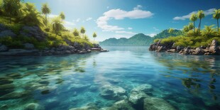 世外桃源海景隐秘海岛场景图