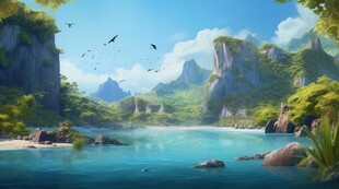 世外桃源海景隐秘海岛场景图