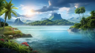 世外桃源海景隐秘海岛场景图