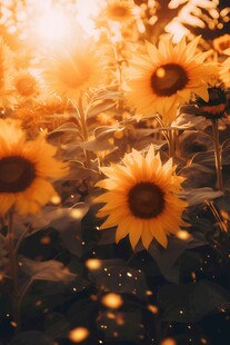 阳光下向日葵秋季丰收场景