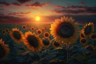 阳光下向日葵秋季丰收场景