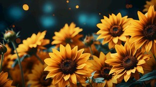 阳光下向日葵秋季丰收场景