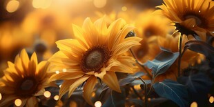 阳光下向日葵秋季丰收场景