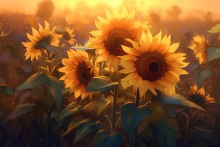 阳光下向日葵秋季丰收场景