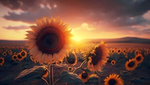 阳光下向日葵秋季丰收场景