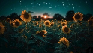 阳光下向日葵秋季丰收场景